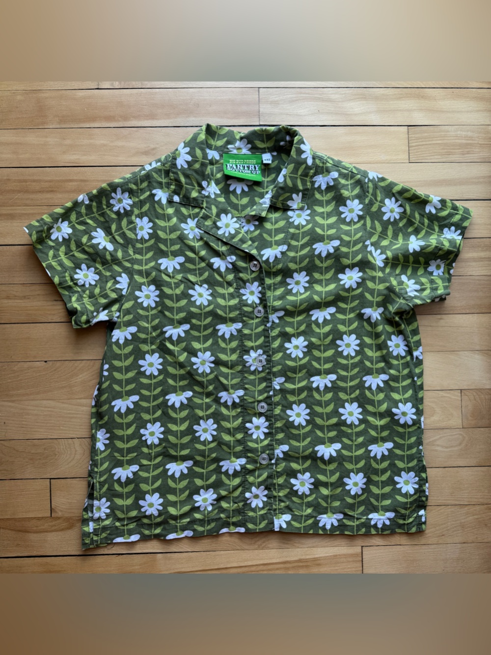 Big Bud Press Olive Green Floral Short-Sleeve Button-Up Shirt